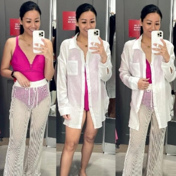 Shade & Shore | Women's Button-Up Swimsuit Cover Up Shirtdress | White Large NWT - Picture 5 of 7